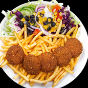 Bowl med falafel og pommes